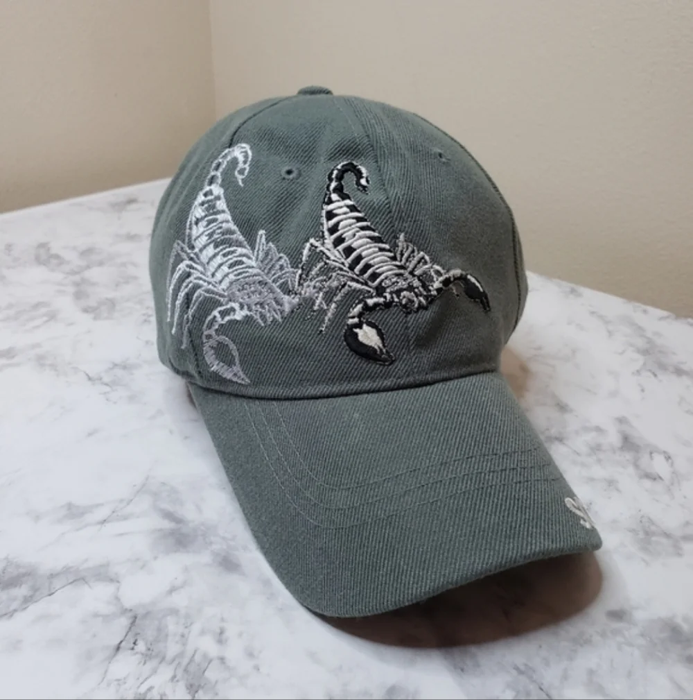 Blue Ocean Y2K Gray Scorpion Embroidered Baseball Cap Unisex
